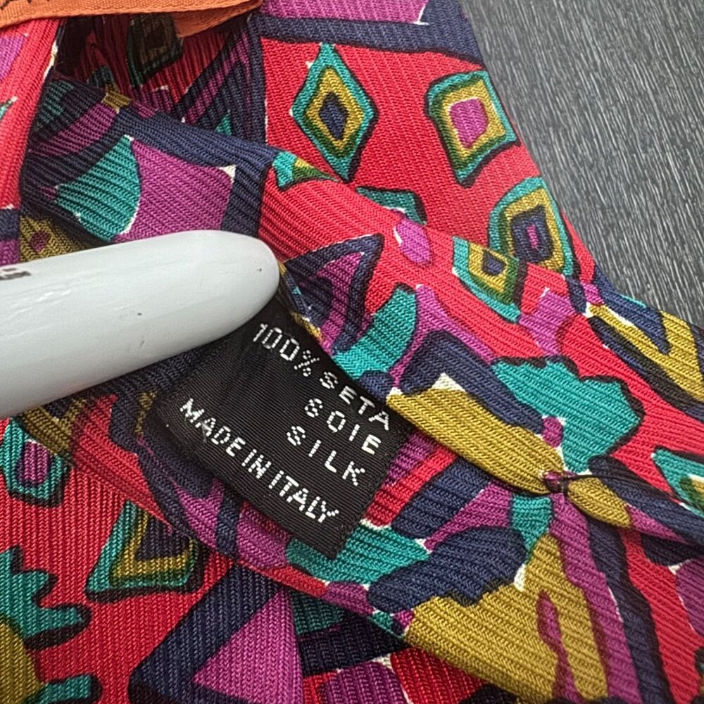 Missoni Cravatte 100% Silk Necktie Abstract Geometric Multicolor Made In Italy - Picture 4 of 6